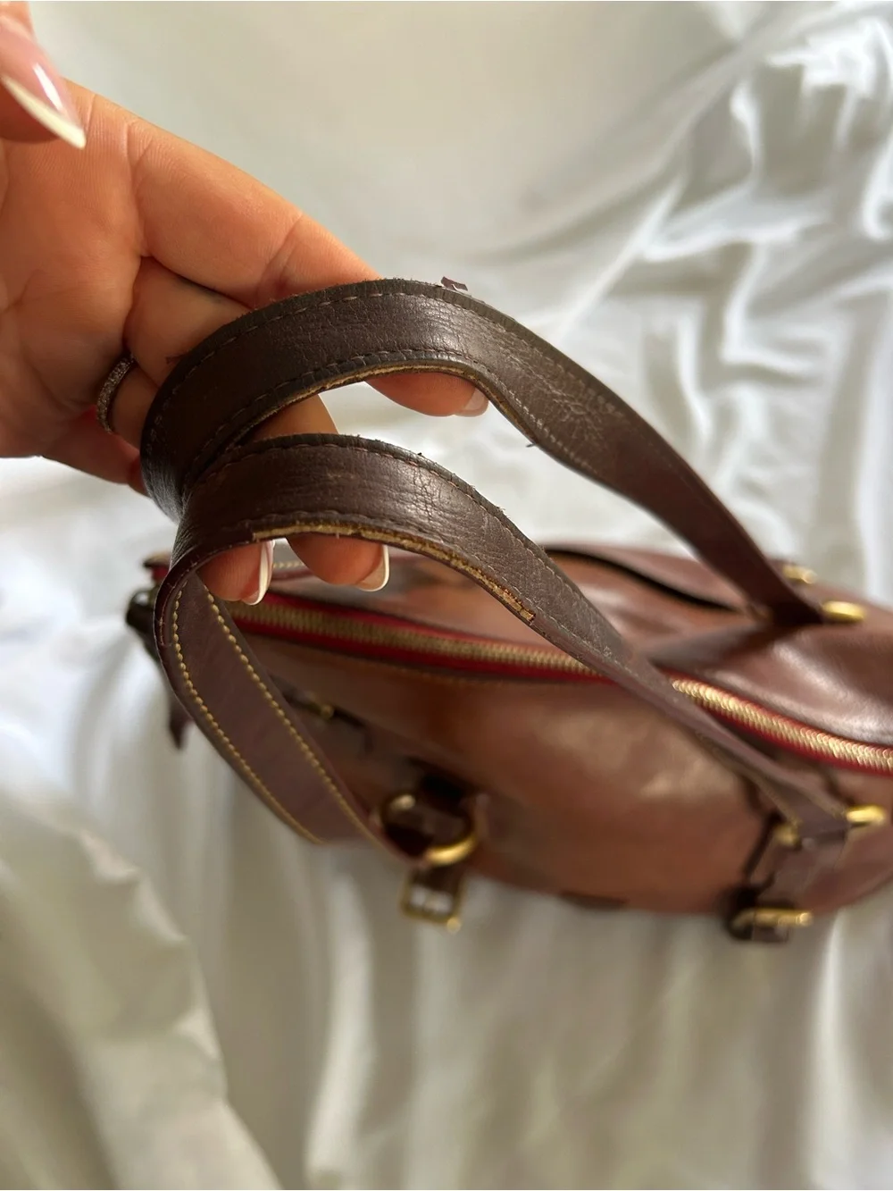 Dooney & Bourke Florentine Leather Satchel Tote Bag Chestnut Brown Vachetta